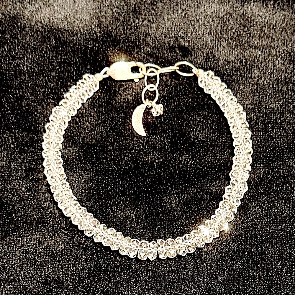 Clear Crystal Faceted Bead Bracelet in Silver Tone Bling Bougie Statement - Picture 4 of 5